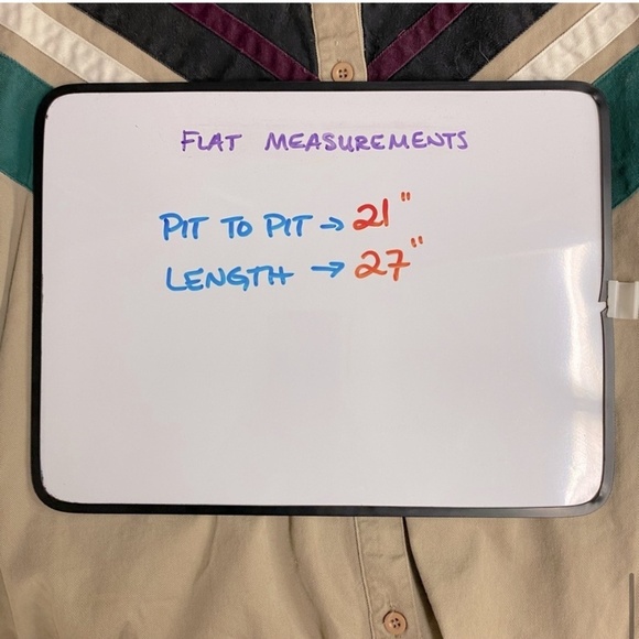 Vintage Spindle River Beige Teal Long Sleeve Button Up Shirt M - Picture 13 of 15